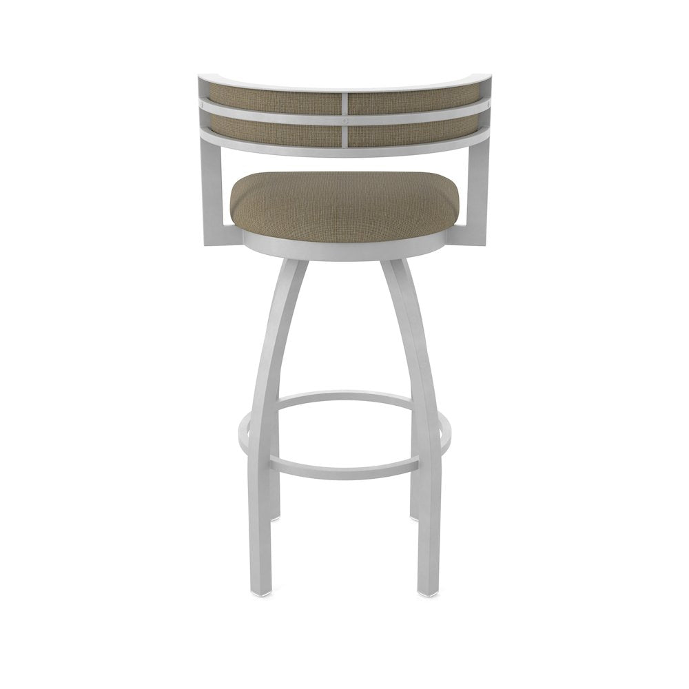 Swivel Bar Stool with Anodized Nickel Finish and Graph Cork Seat and Back