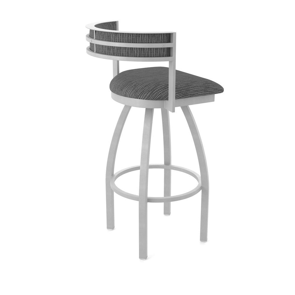 Swivel Bar Stool with Anodized Nickel Finish and Graph Coal Seat and Back