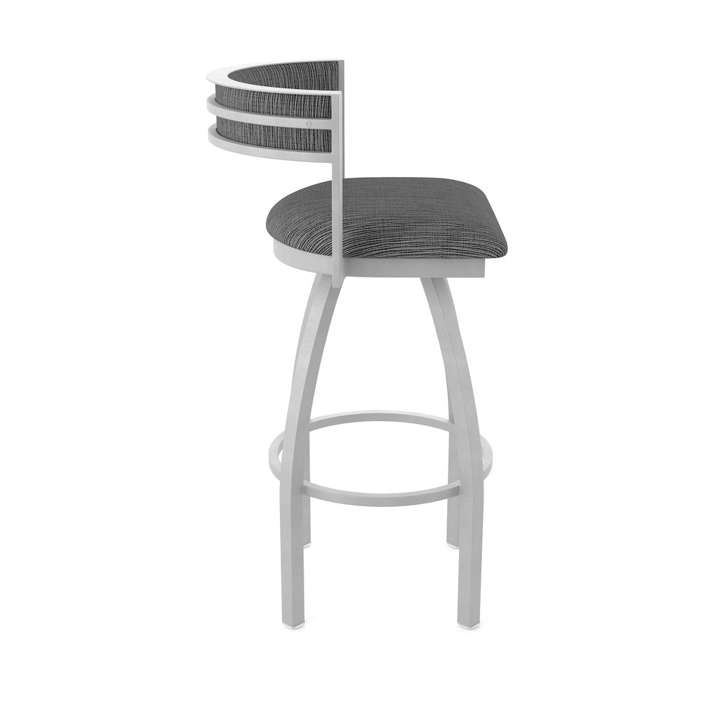 Swivel Bar Stool with Anodized Nickel Finish and Graph Coal Seat and Back