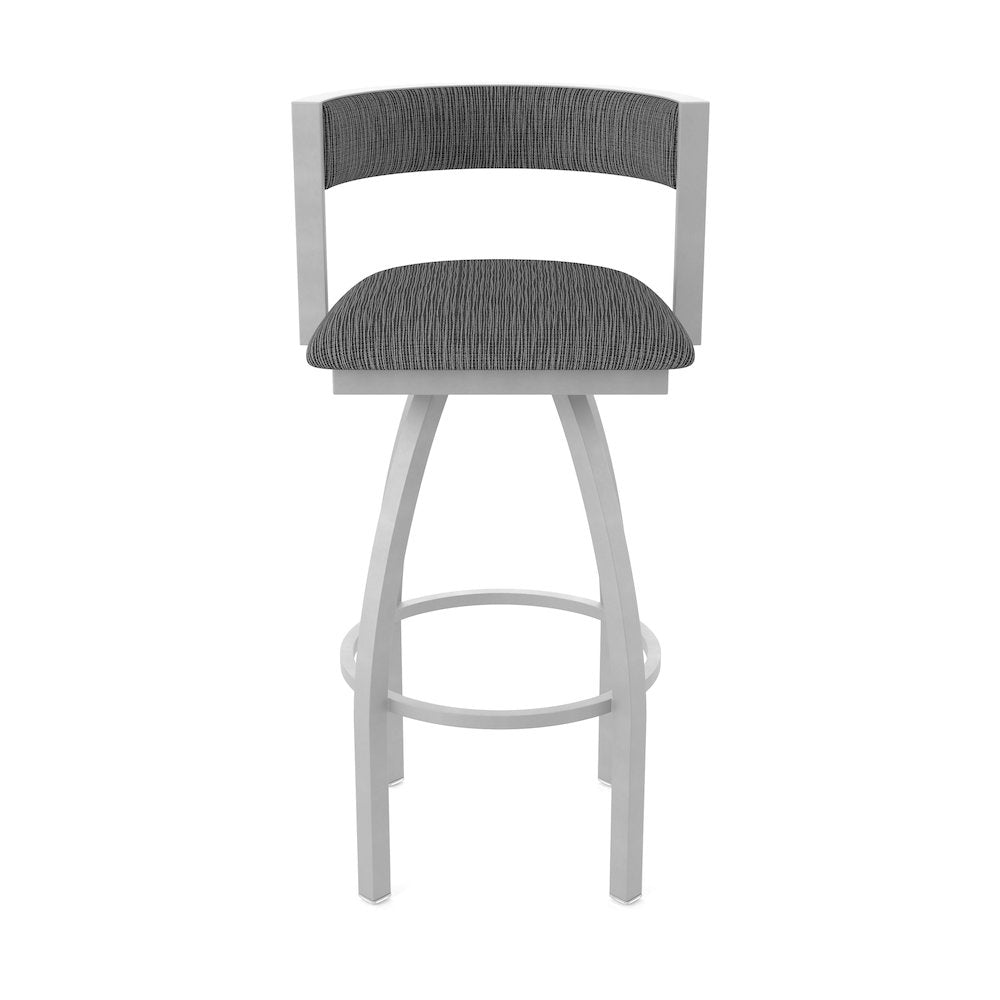 Swivel Bar Stool with Anodized Nickel Finish and Graph Coal Seat and Back