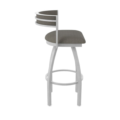 Swivel Bar Stool with Anodized Nickel Finish and Graph Chalice Seat and Back