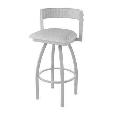 Swivel Bar Stool with Anodized Nickel Finish and Graph Alpine Seat and Back