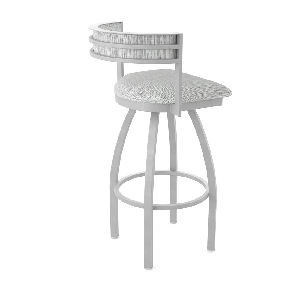 Swivel Bar Stool with Anodized Nickel Finish and Graph Alpine Seat and Back