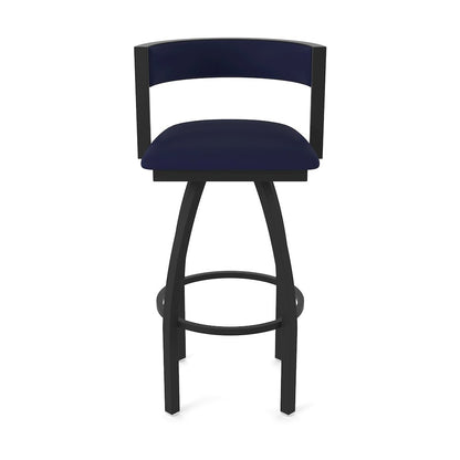 Swivel Bar Stool with Black Wrinkle Finish and Canter Twilight Seat and Back