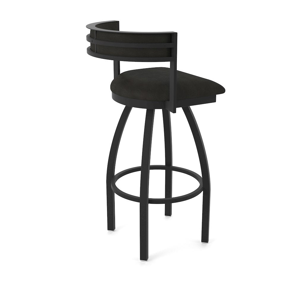 Swivel Bar Stool with Black Wrinkle Finish and Canter Espresso Seat and Back