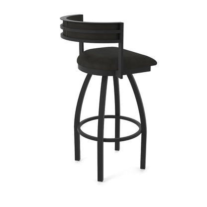 Swivel Bar Stool with Black Wrinkle Finish and Canter Espresso Seat and Back
