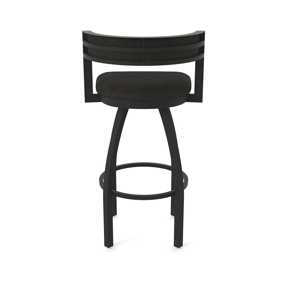 Swivel Bar Stool with Black Wrinkle Finish and Canter Espresso Seat and Back