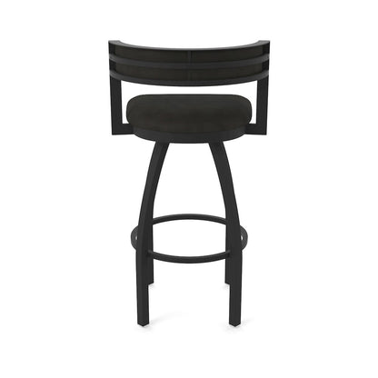 Swivel Bar Stool with Black Wrinkle Finish and Canter Espresso Seat and Back