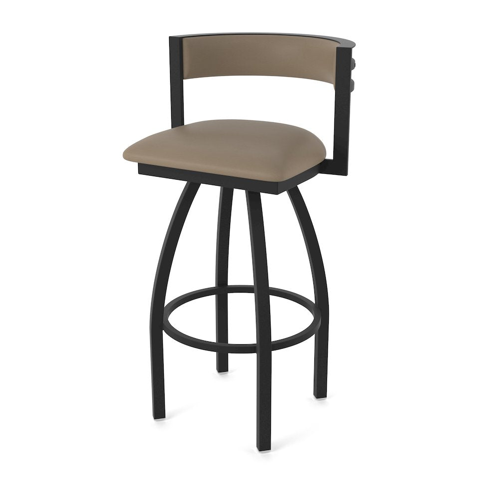 Swivel Bar Stool with Black Wrinkle Finish and Canter Earth Seat and Back