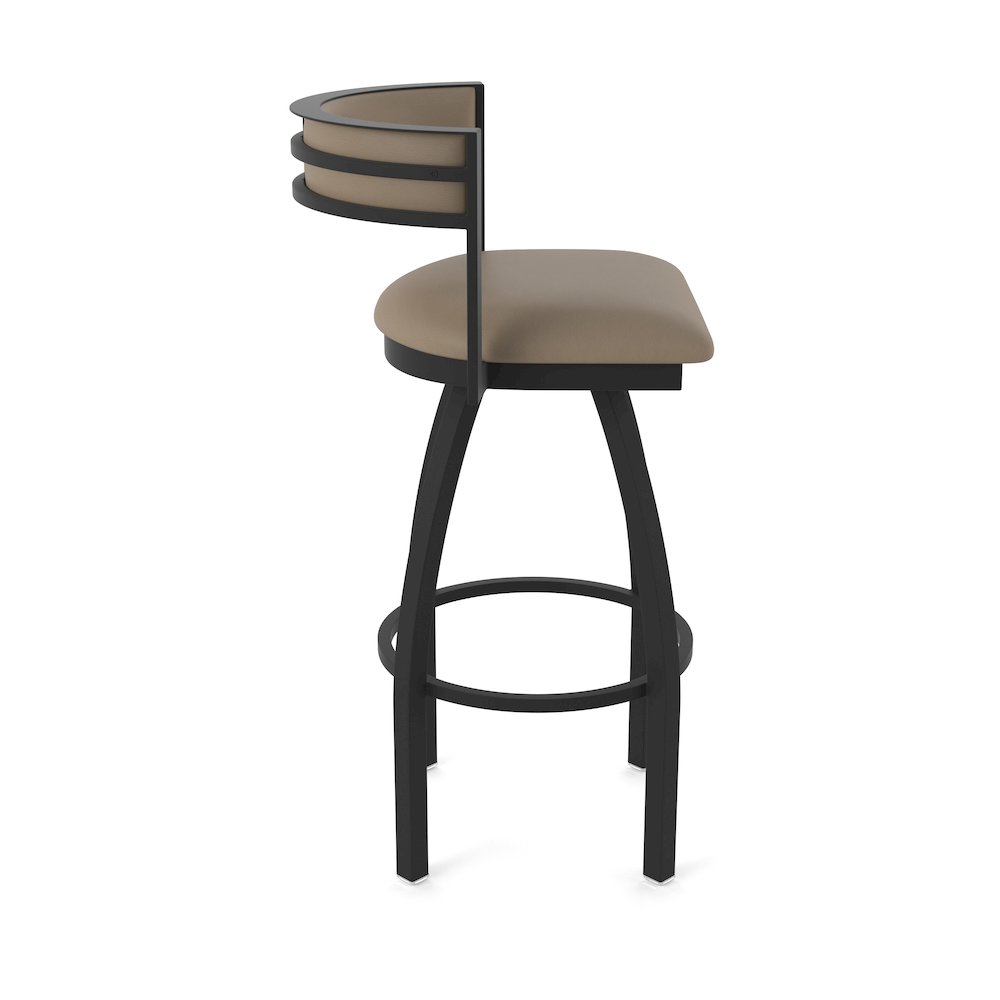 Swivel Bar Stool with Black Wrinkle Finish and Canter Earth Seat and Back
