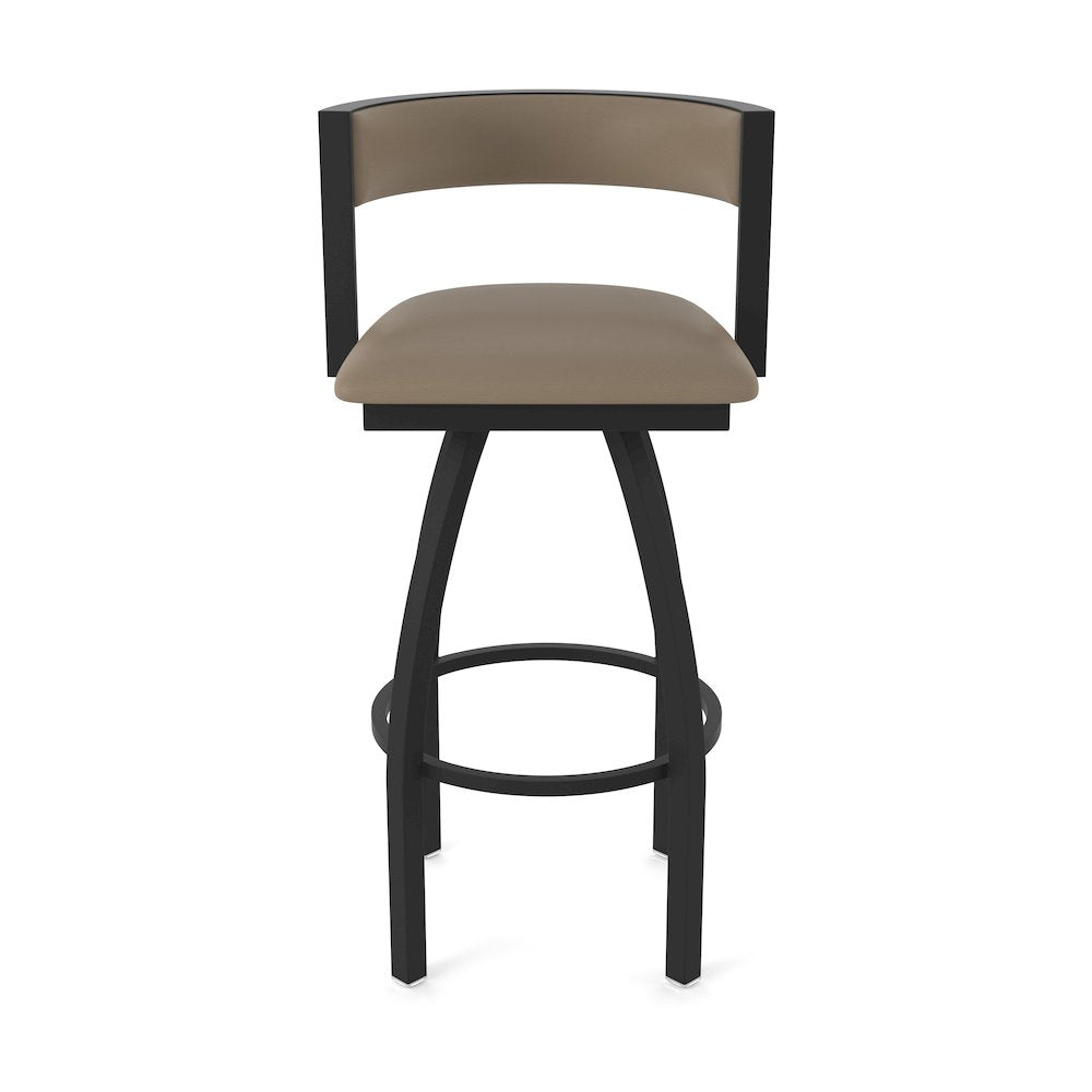 Swivel Bar Stool with Black Wrinkle Finish and Canter Earth Seat and Back