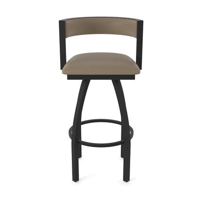 Swivel Bar Stool with Black Wrinkle Finish and Canter Earth Seat and Back