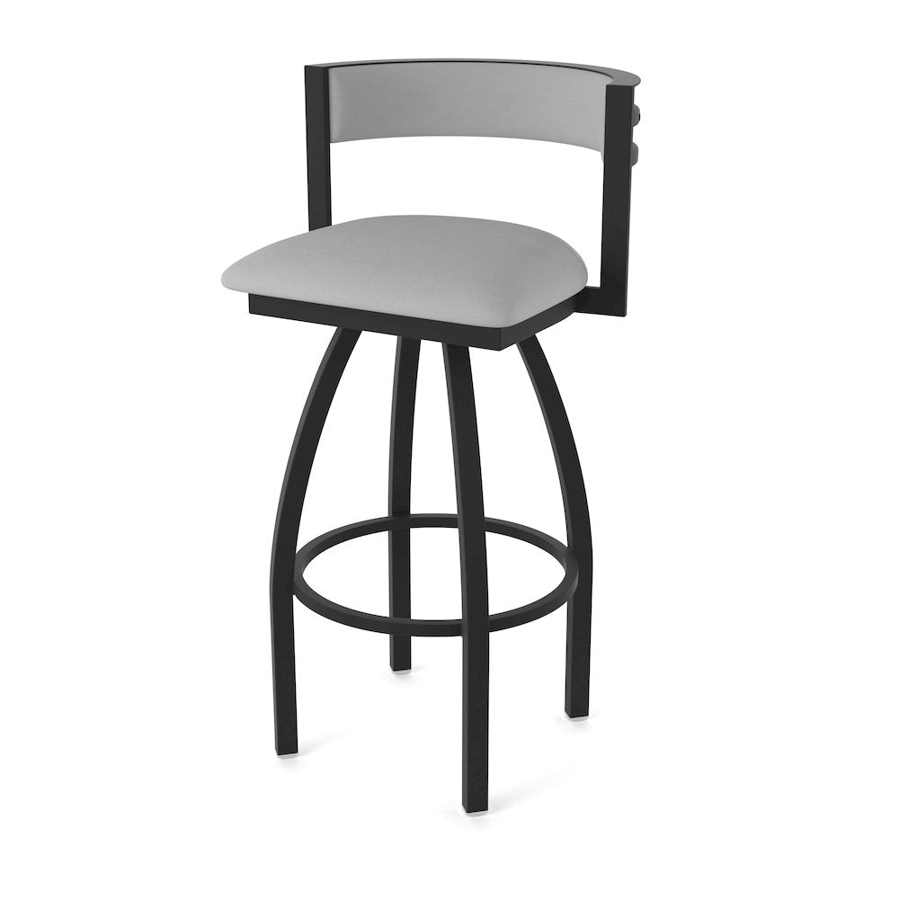 Swivel Bar Stool with Black Wrinkle Finish and Canter Folkstone Grey Seat