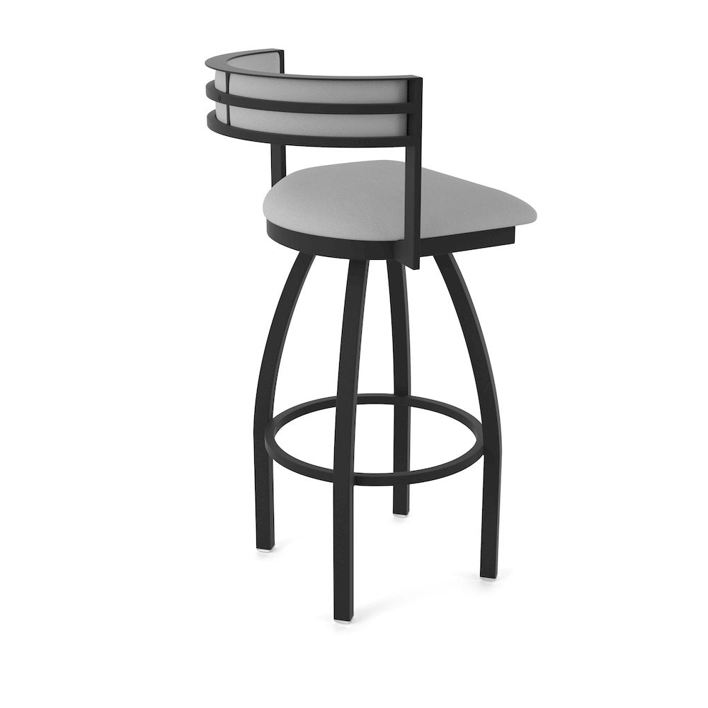 Swivel Bar Stool with Black Wrinkle Finish and Canter Folkstone Grey Seat