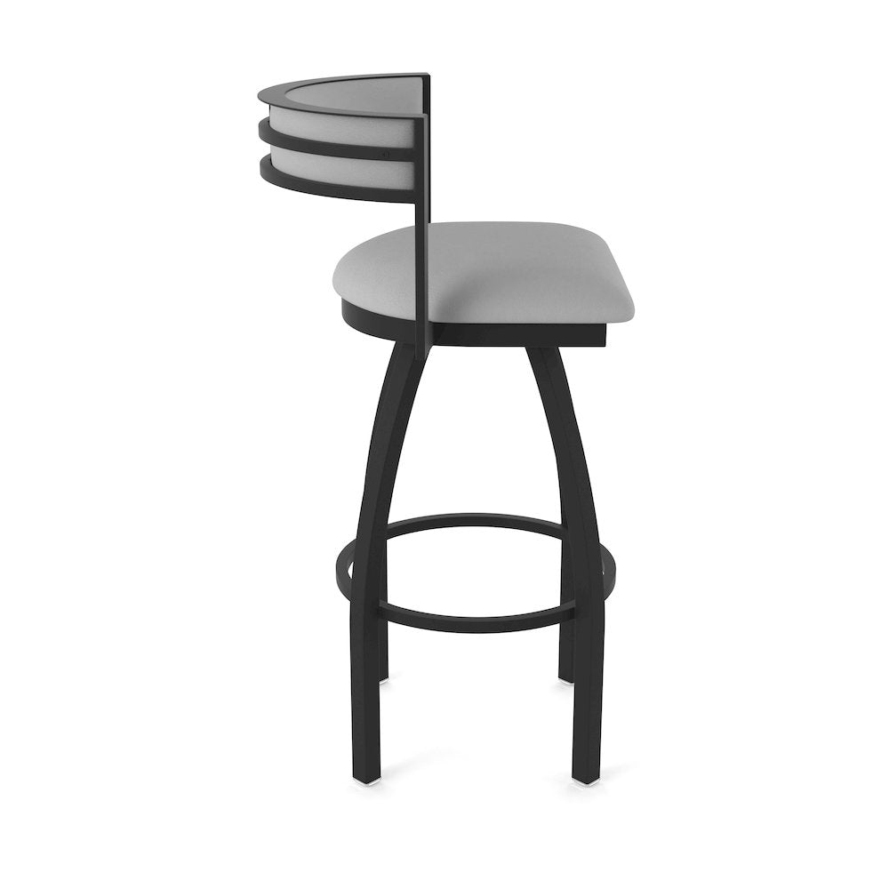 Swivel Bar Stool with Black Wrinkle Finish and Canter Folkstone Grey Seat