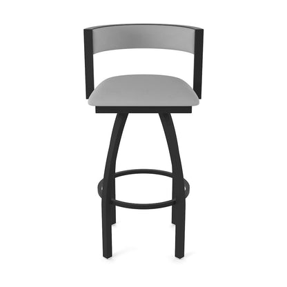 Swivel Bar Stool with Black Wrinkle Finish and Canter Folkstone Grey Seat