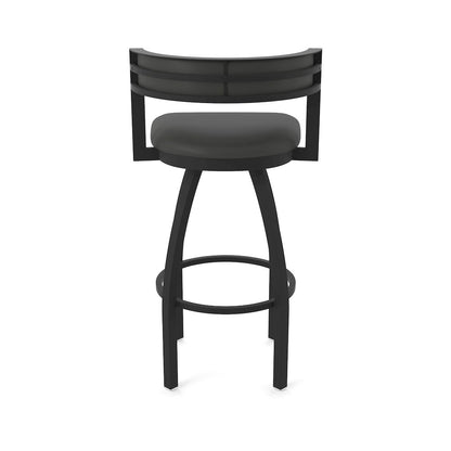 Swivel Bar Stool with Black Wrinkle Finish and Canter Iron Seat and Back