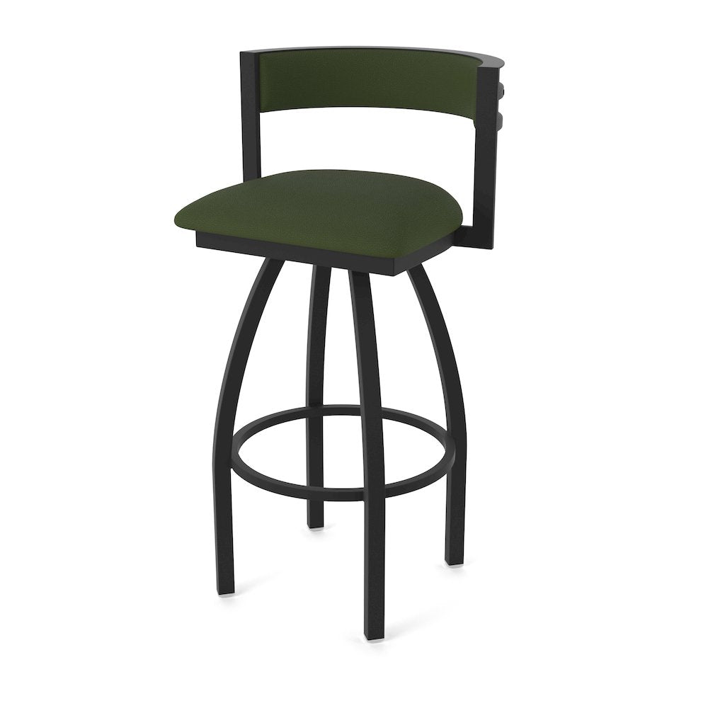 Swivel Bar Stool with Black Wrinkle Finish and Canter Pine Seat and Back