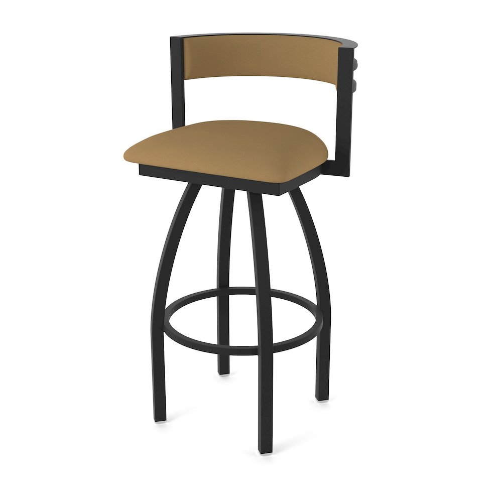 Swivel Bar Stool with Black Wrinkle Finish and Canter Saddle Seat and Back