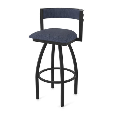 Swivel Bar Stool with Black Wrinkle Finish and Graph Anchor Seat and Back