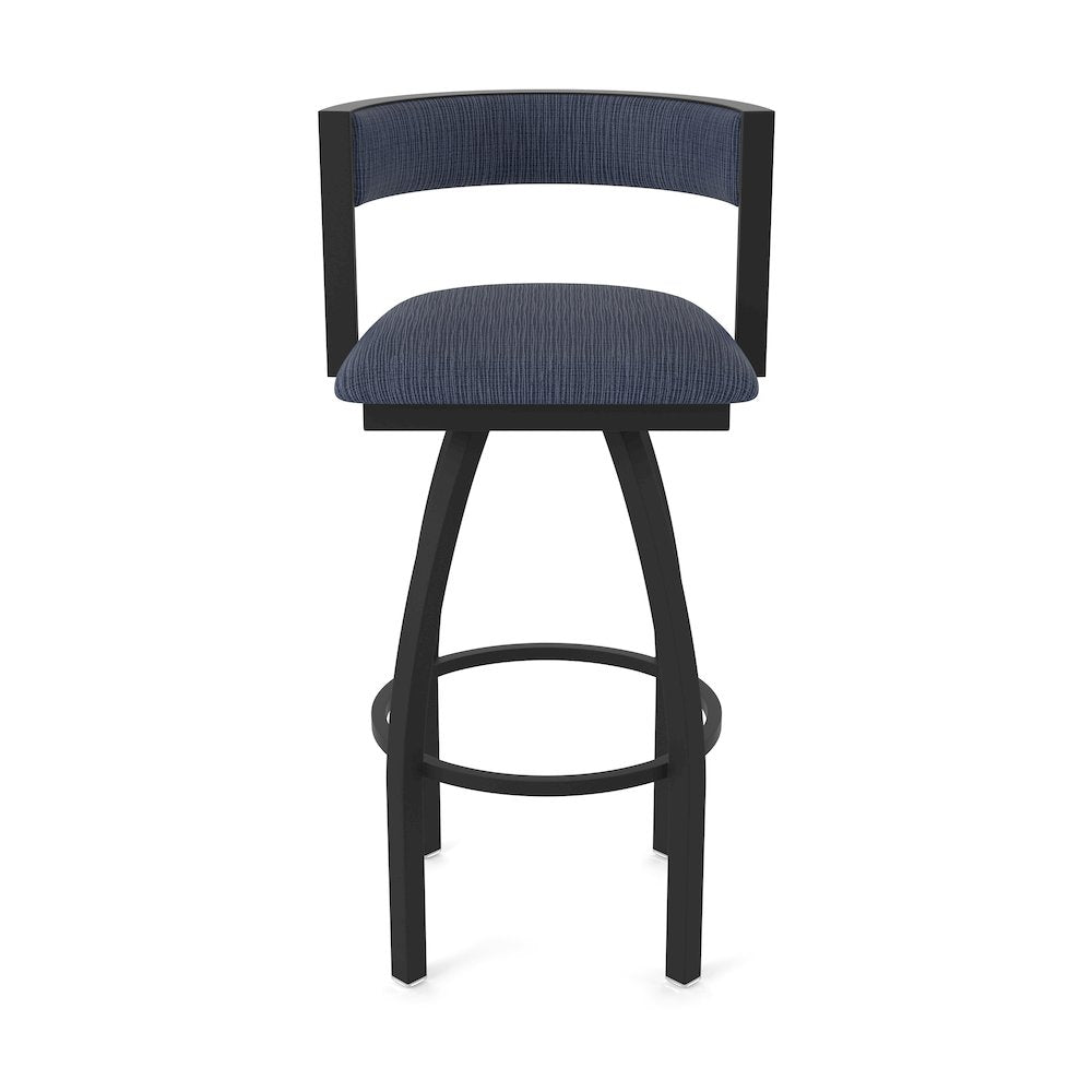 Swivel Bar Stool with Black Wrinkle Finish and Graph Anchor Seat and Back