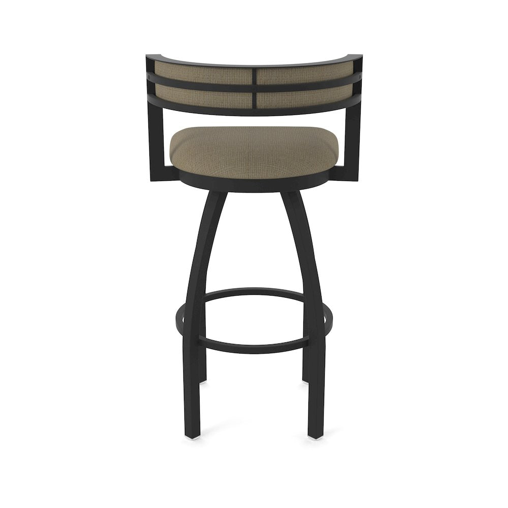 Swivel Bar Stool with Black Wrinkle Finish and Graph Cork Seat and Back