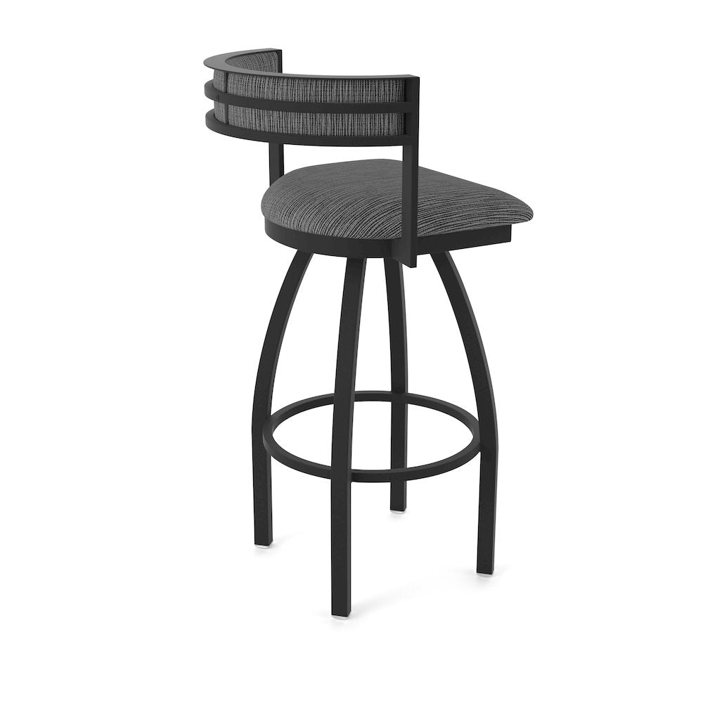 Swivel Bar Stool with Black Wrinkle Finish and Graph Coal Seat and Back