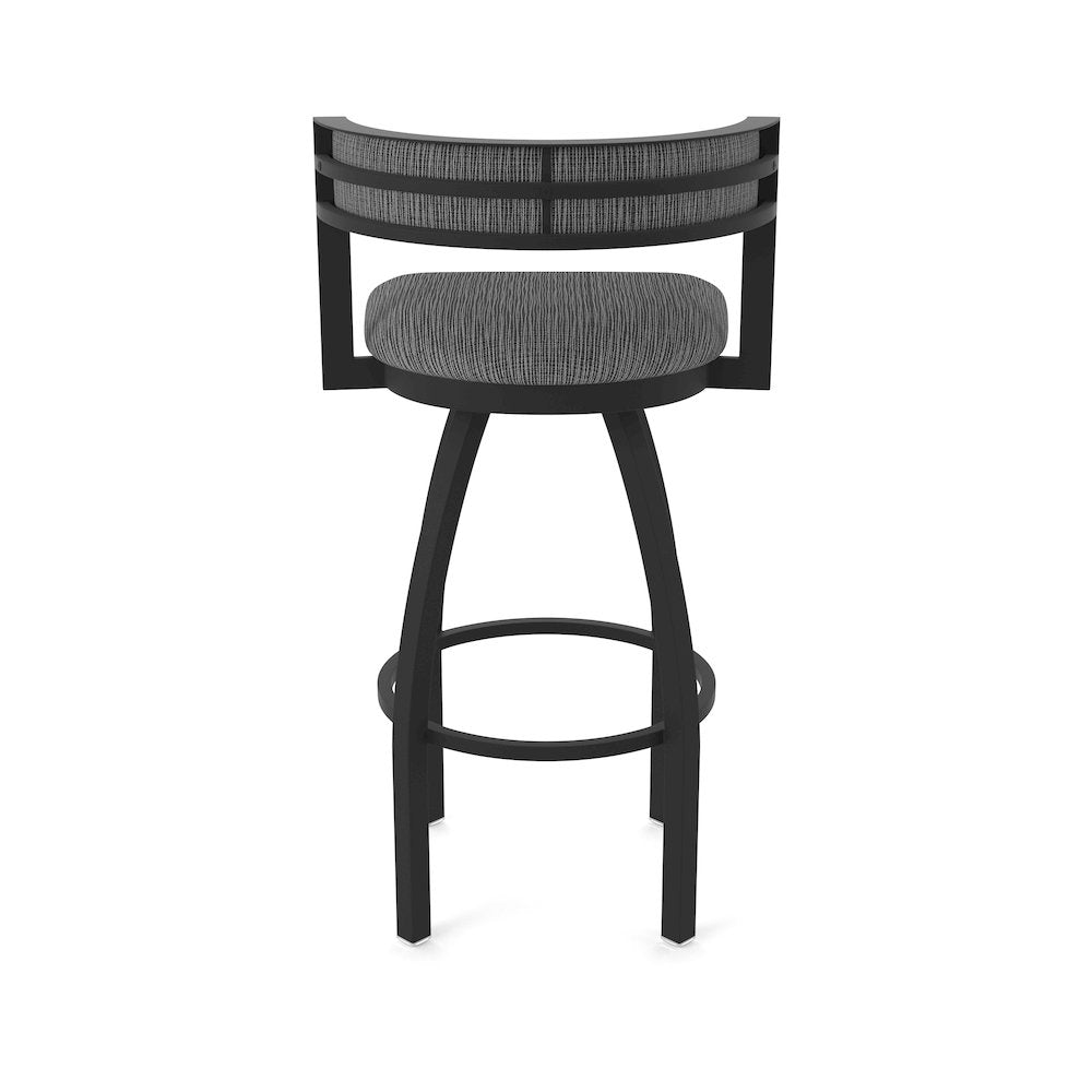 Swivel Bar Stool with Black Wrinkle Finish and Graph Coal Seat and Back