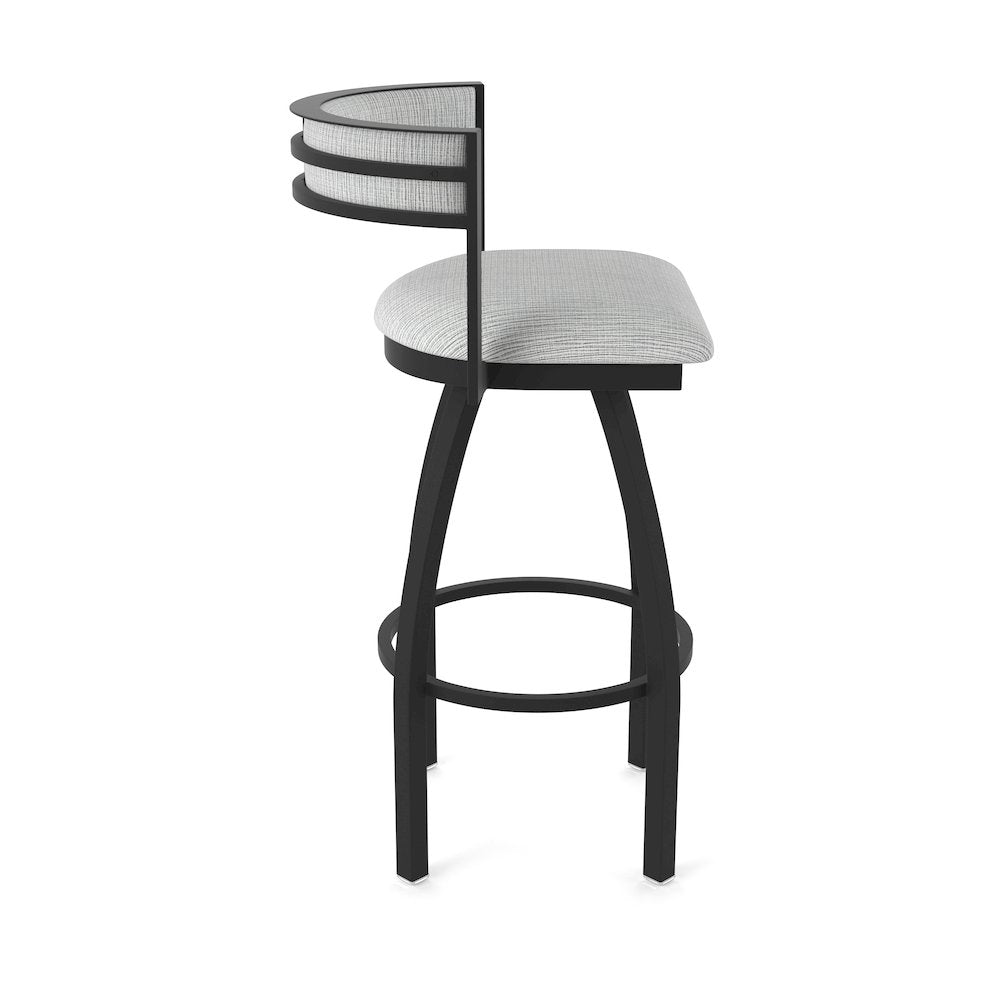 Swivel Bar Stool with Black Wrinkle Finish and Graph Alpine Seat and Back