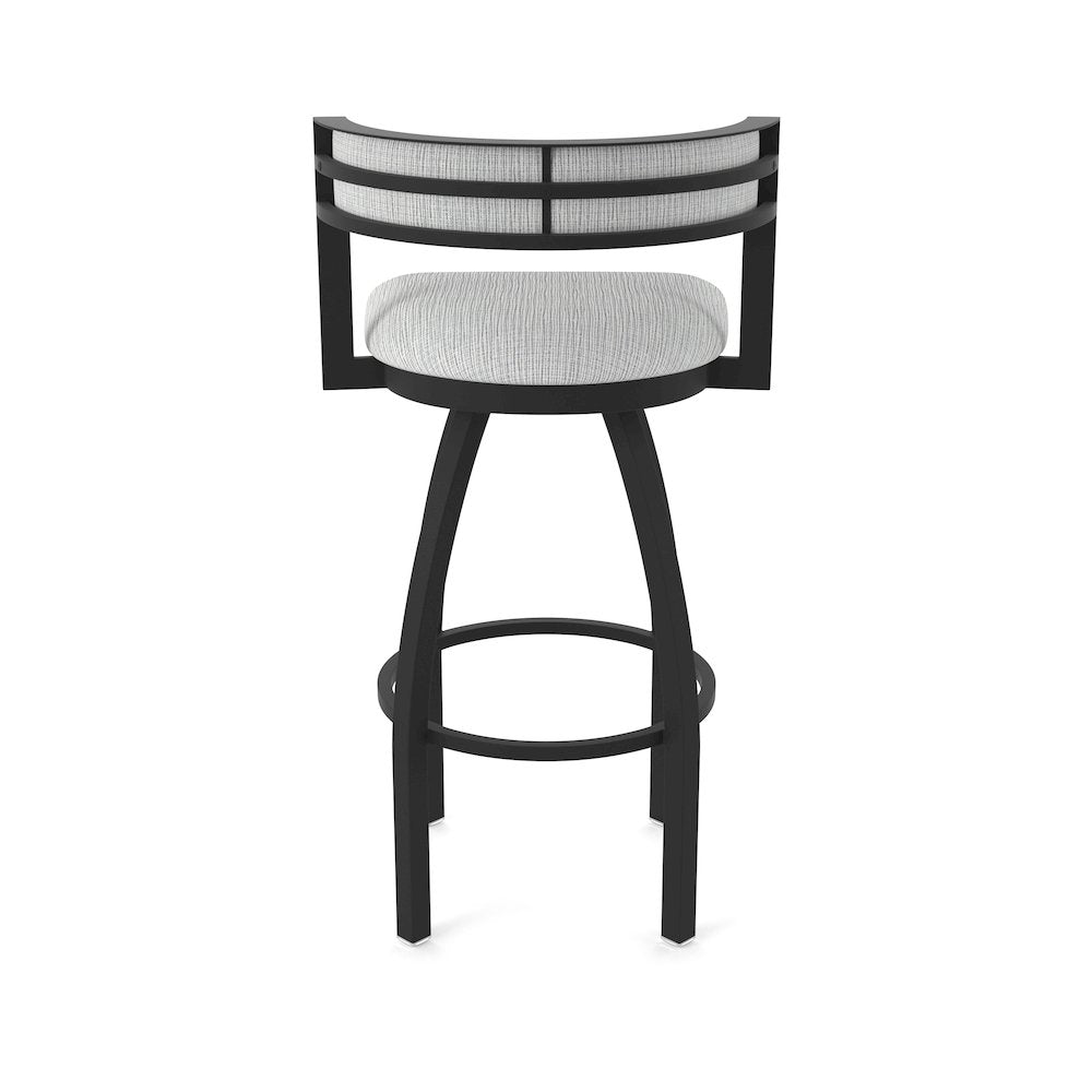 Swivel Bar Stool with Black Wrinkle Finish and Graph Alpine Seat and Back