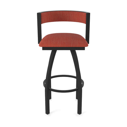 Swivel Bar Stool with Black Wrinkle Finish and Graph Poppy Seat and Back