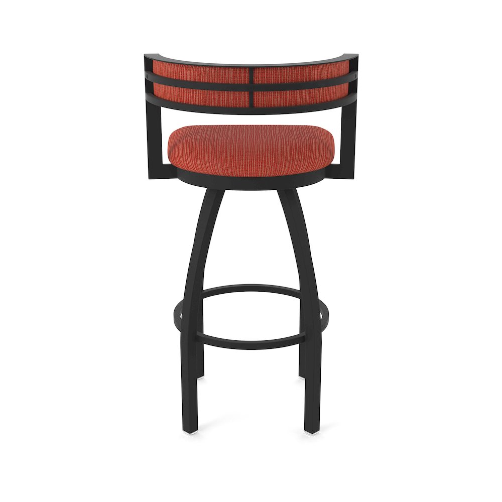 Swivel Bar Stool with Black Wrinkle Finish and Graph Poppy Seat and Back