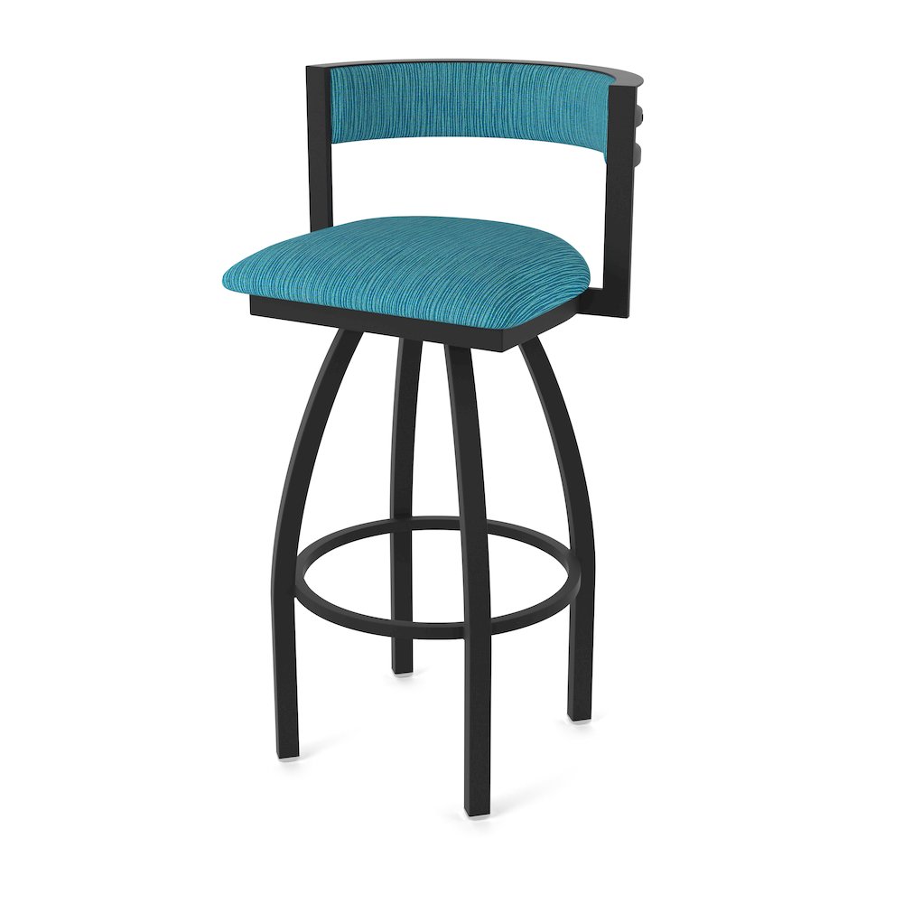 Swivel Bar Stool with Black Wrinkle Finish and Graph Tidal Seat and Back