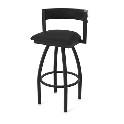 Swivel Bar Stool with Black Wrinkle Finish and Black Vinyl Seat and Back