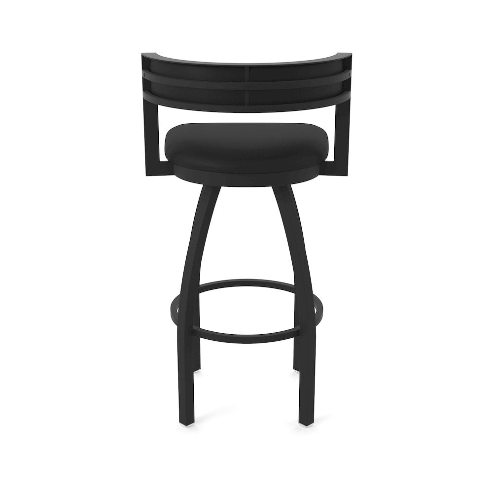 Swivel Bar Stool with Black Wrinkle Finish and Black Vinyl Seat and Back