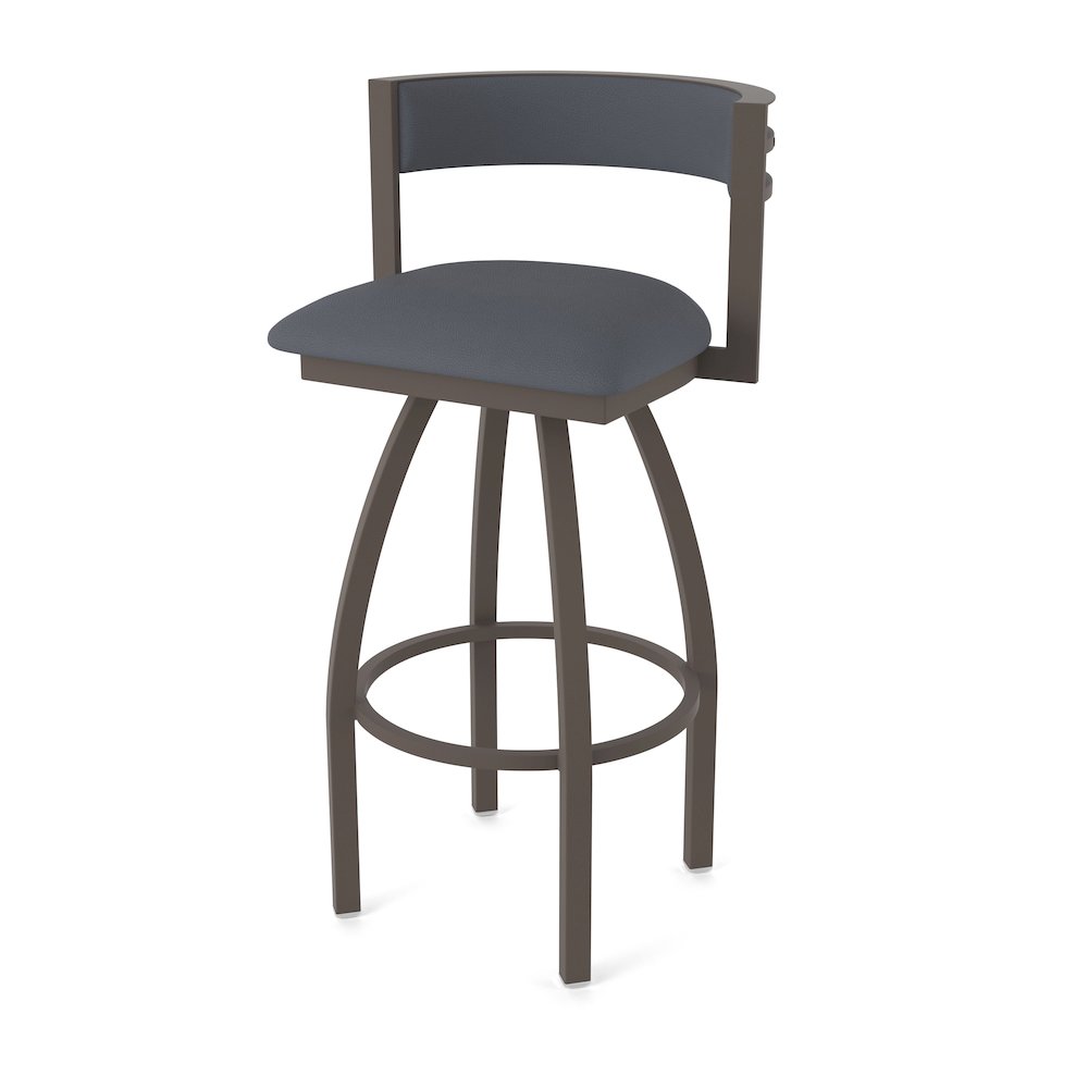 Swivel Bar Stool with Bronze Finish and Canter Storm Seat and Back