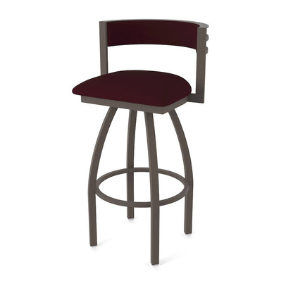 Swivel Bar Stool with Bronze Finish and Canter Bordeaux Seat and Back
