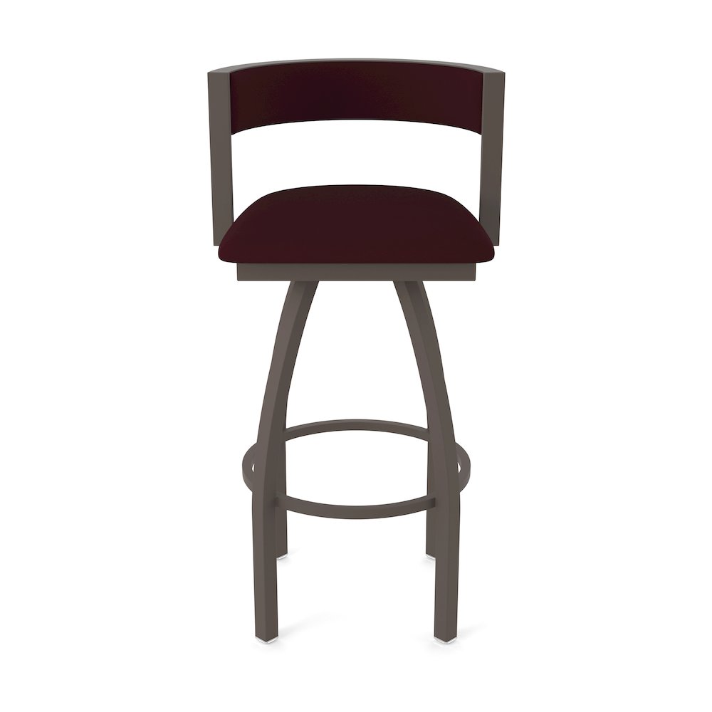Swivel Bar Stool with Bronze Finish and Canter Bordeaux Seat and Back