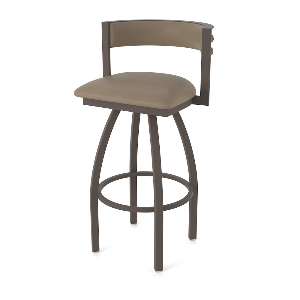 Swivel Bar Stool with Bronze Finish and Canter Earth Seat and Back