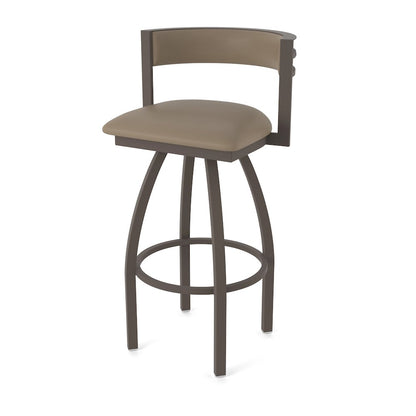 Swivel Bar Stool with Bronze Finish and Canter Earth Seat and Back
