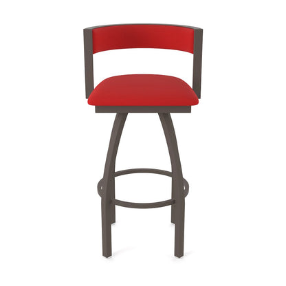 Swivel Bar Stool with Bronze Finish and Canter Red Seat and Back