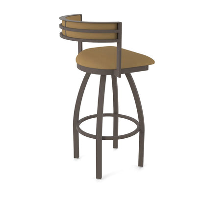 Swivel Bar Stool with Bronze Finish and Canter Saddle Seat and Back
