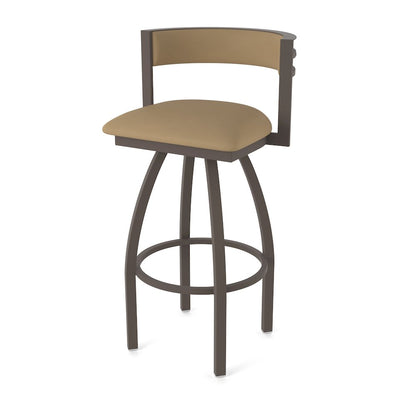 Swivel Bar Stool with Bronze Finish and Canter Sand Seat and Back