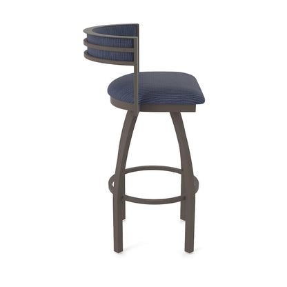 Swivel Bar Stool with Bronze Finish and Graph Anchor Seat and Back