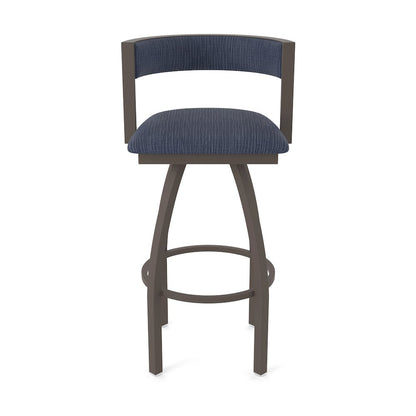 Swivel Bar Stool with Bronze Finish and Graph Anchor Seat and Back
