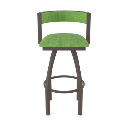 Swivel Bar Stool with Bronze Finish and Graph Parrot Seat and Back