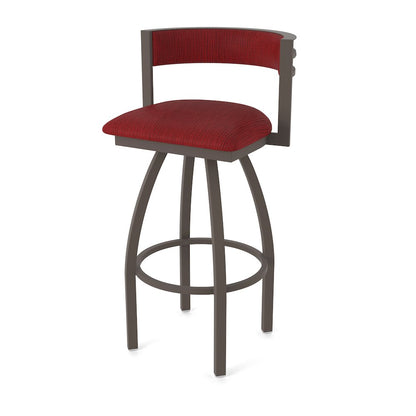 Swivel Bar Stool with Bronze Finish and Graph Ruby Seat and Back