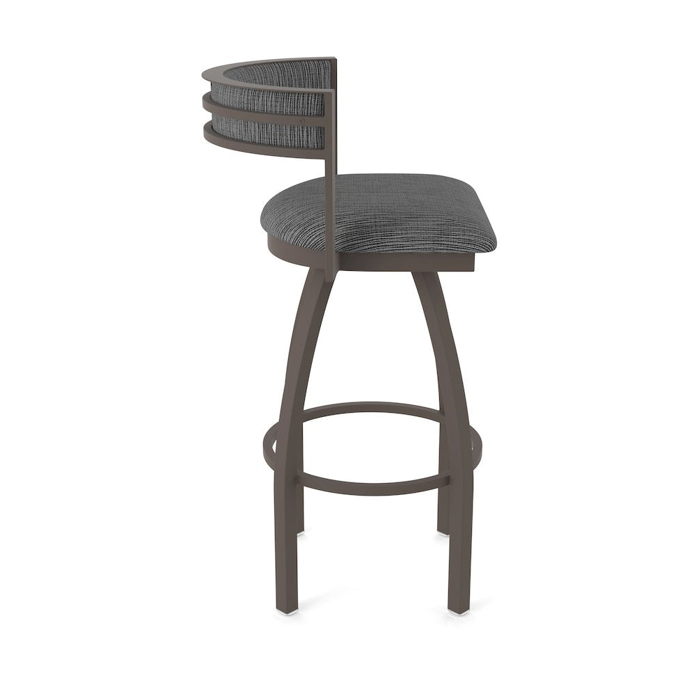 Swivel Bar Stool with Bronze Finish and Graph Coal Seat and Back