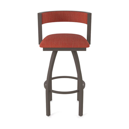 Swivel Bar Stool with Bronze Finish and Graph Poppy Seat and Back