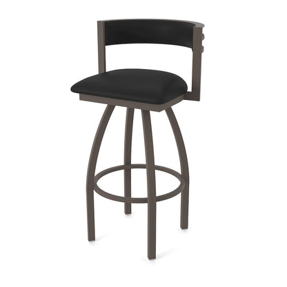 Swivel Bar Stool with Bronze Finish and Black Vinyl Seat and Back